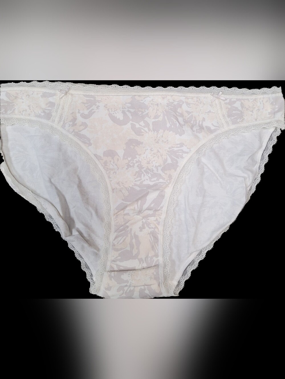 Women's Cream Floral Cotton Bikini Panty